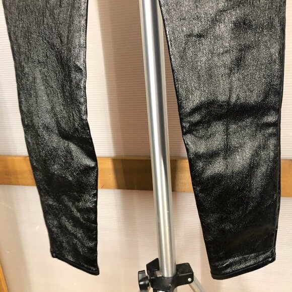 We The Free Phoenix‎ Coated Liquid Black Pleather Button Fly Skinny Jeans 27 - Picture 10 of 15